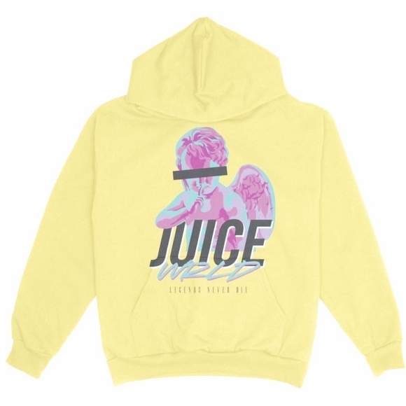 Juice WRLD Cherub Angel Hoodie, Legends Never Die Size M, Yellow, EUC, Hot Topic - Picture 2 of 4